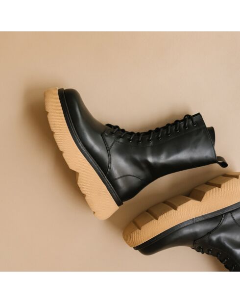 Boots en Cuir Romulus noir/miel - Talon 5 cm